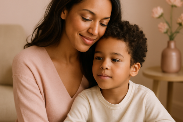 Myriam Seurat et son fils